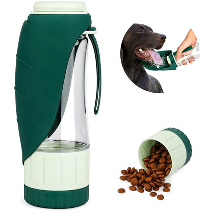 Portable Dog Water Bottle Food Container 2 in 1 Leakproof Pet Drinking Dispenser Feeder Cup for Outdoor Walking Hiking